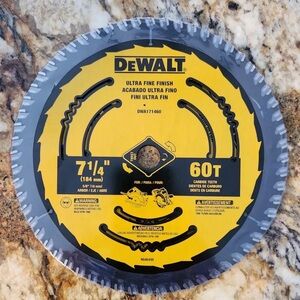 DeWalt 60T Ultra Fine Finish Blade - Yellow and Black